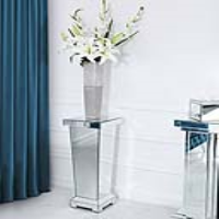 Mirrored Glass Decorative Pedestal Plant Stand 60cm Tall Square Top