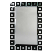 Modern Venetian Mirror, Black Sqs And Spheres Border