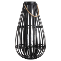Large Floor Standing Domed Wicker Lantern With Rope Detail 80cm Tall