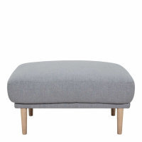 Modern Light Grey Fabric Upholstery Footstool on Oak Legs