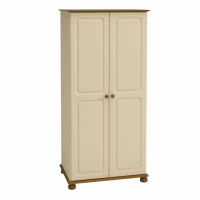 Richmond Cream MDF and Pine Smooth Lacquered 2 Door Double Wardrobe 185x88cm
