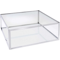 Large 100cm Square Silver Frame Coffee Table With Clear Glass Top and Base