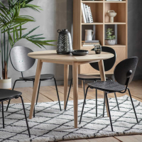 Retro Style Small Natural Wood Kitchen Round Dining Room Table 100cm Diameter