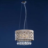 Round Chandelier With Cut Out Detailing and Glass Droplets