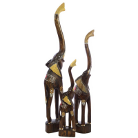 Set Of 3 Brown Elephants