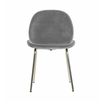 Light Grey Velvet Fabric Upholstered Kitchen Dining Room Chair Silver Metal Legs