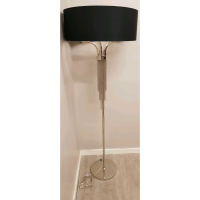 Modern Langan Nickel Silver Chains Floor Lamp With Round Black Fabric Shade 165 x 60