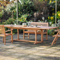 Natural Wooden Outdoor Garden Large Extending Dining Table 256 to 300cm