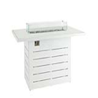 White Aluminium Framed Outdoor Garden Bar Table Plain Glass Top with Firepit