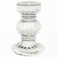 Smoked Midnight Large Ribbed Candle Holder