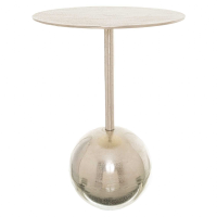 Aluminium Silver Finish Ball Footed Round Top Side End Table