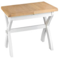 White Painted Lime Washed Oak Top Cross Leg Large Extending Dining Table 180 to 230cm