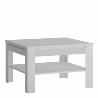 Modern White Painted Small Square Coffee Sofa Table With Shelf 75 x 48 x 75cm