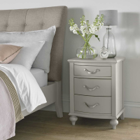 Grey Painted 3 Drawer Bedside Chest Nightstand Table Silver Handles