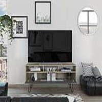 Modern Large Wide Screen TV Unit Rack Bleached Pine and Grey Stone 137cm