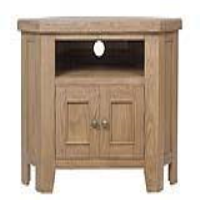 Traditional Style Oak 2 Door Living Room Corner TV Media Unit with Open Shelf 70x100cm
