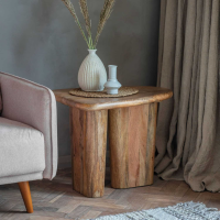 Solid Natural Wood Crafted Side Table