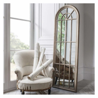 Large Tall Arched Multi Window Leaner Wall Mirror Weathered Wooden Frame 180 x 60cm