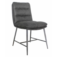 Romy Industrial Padded Hickory Grey Fabric Kitchen Dining Chair on Metal legs