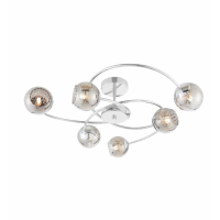 Modern Abstract Ball Cluster 6 Arm Steel Ceiling Lamp in Polished Chrome Plated Finish