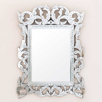 Modern Venetian Rectangular Ornate Wall Mirror with Floral Patterning