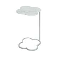 Value Petal Silver End Table With Marble Effect Tabletop