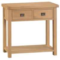 Modern Style Oak Wood 2 Drawer Medium Console Table With Lower Shelf 85 x 105cm