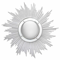 White Clay Paint Sunburst Convex Mirror