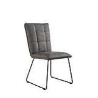 Industrial Metal Panel Back Grey Faux Leather Upholstered Dining Room Chair 92.5 x 49cm
