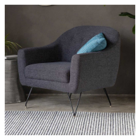 Modern Style Licorice Black Fabric Arched Back Living Room Armchair with Black Legs 84x84cm