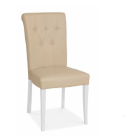 Two Tone Ivory Bonded Leather Upholstery Buttoned Kitchen Dining Room Chair