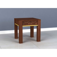 Ivy Modern Style Mango Wood Gold Lattice Design Living Room End Table 45 x 44cm