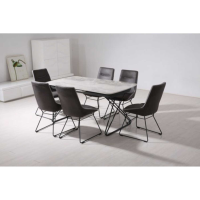 Mirko Modern Fabric Seat and Metal Legs Kitchen Dining Chair in Grey