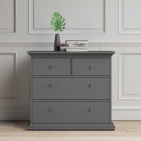 Modern Matt Grey Painted 4 Drawer Bedroom Chest With Metal Knobs 86.9x96.2cm