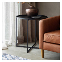 Modern Style Iron Black Finish Tray Top Round Coffee Table with Cross Legged 58x61cm