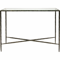 Patterdale Hand Forged Console Table Small 110x30cm Dark Bronze With Glass Top
