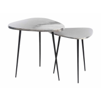 Tribeca Set Of Two Side Tables Aluminium and Textured Black Legs