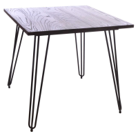 Fitzroy Small Elm Wood Steel Hairpin Framed Square 59cm Cafe Bistro Dining Table