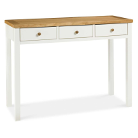 2 Tone White Painted Oak 3 Drawer Dressing Table or Small Desk 105 x 76cm