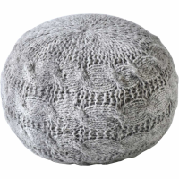 Laval Hand Knitted Round Grey Wool Pouffe