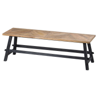 Nordic Collection Large Brown Wood Kitchen Dining Table Bench on Black Metal Legs 44 x 140 x 40cm