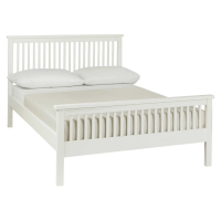 Modern White Painted 4ft6 Double Bed High Foot End Wooden Frame 135cm Wide
