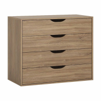 Industrial Modern Oak 4 Drawer Bedroom Chest With Matte Black Fronts