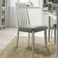 Pair of Bergen Grey Washed Slat Back Kitchen Dining Room Chair Titanium Fabric Upholstery