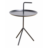 Industrial Round Tray Top Black Powder Coated Legs Drinks Serving Table 48cm Diameter