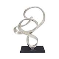 45cm Nickel Swirl Sculpture With Black Base