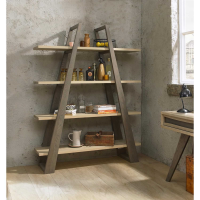 Pyramid Shape Open Display Shelving Unit Bookcase Weathered Oak