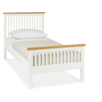 Modern Kids 3ft Single Bed 2 Tone White Painted Oak High Foot End 90cm Wide
