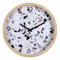 Terrazzo Chips Print Wall Clock 50cm diameter in Wood Vaneer Frame