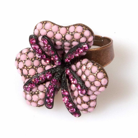 Triple Leaf Flower Ring Rose Alabaster